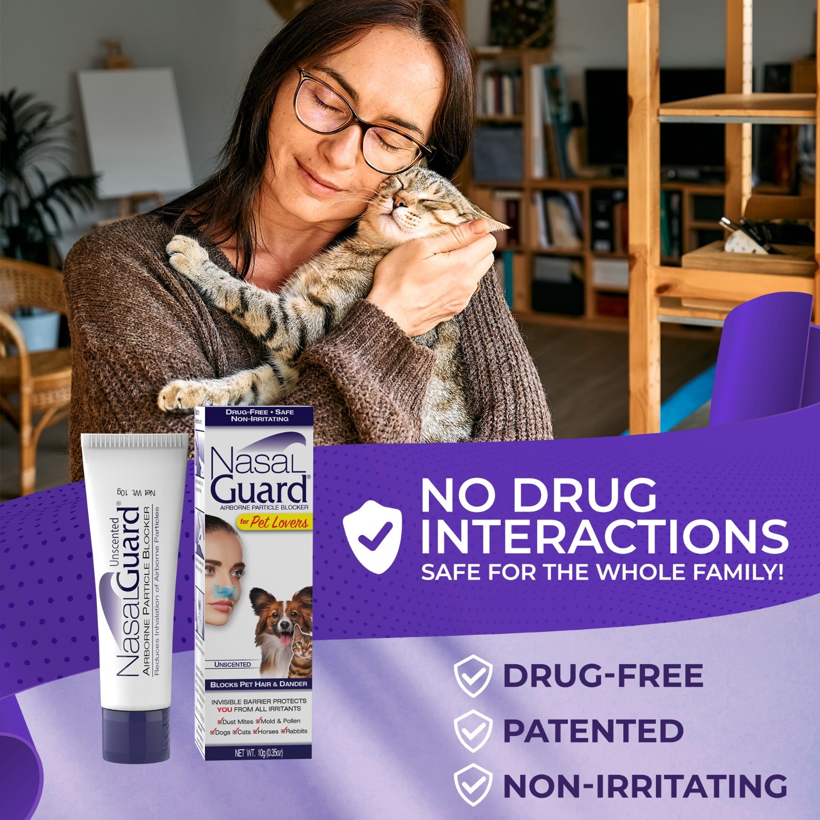 NasalGuard para amantes de las mascotas, bloqueador de partículas en el aire | Sin perfume | Tubo de 10 g